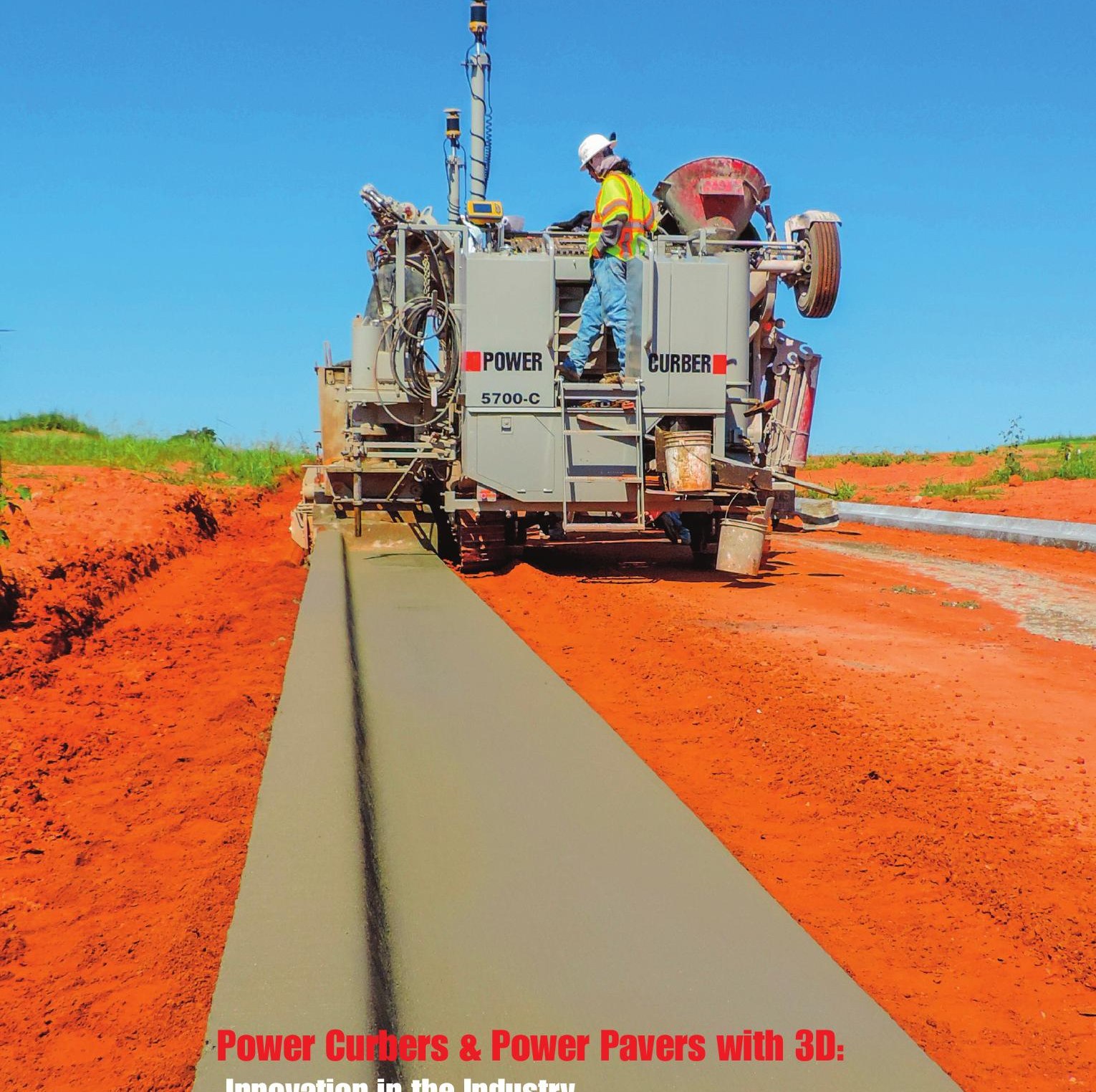 Power Curber 5700-C operating stringless with a 3D machine-control mast